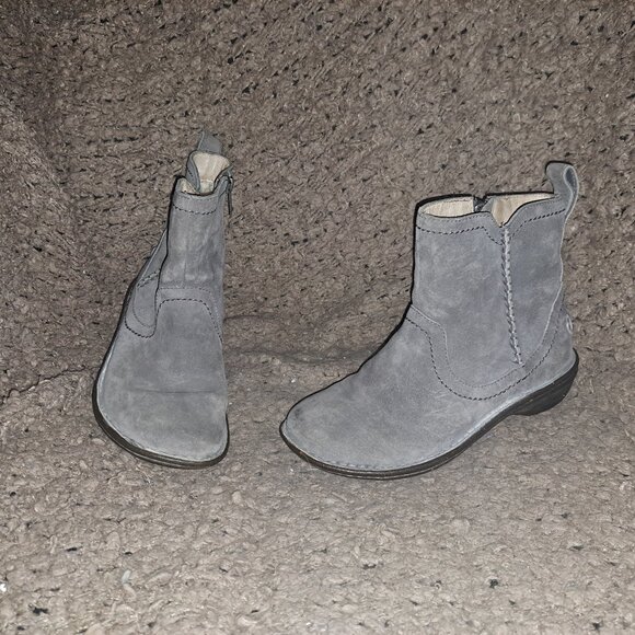 UGG-Neevah-Gray Suede/Shearling Lined-Side Zip Booties-Sz 7-Excellent - Picture 1 of 8